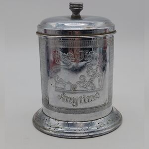 Vintage Silver Tea Time Tea Caddy Canister